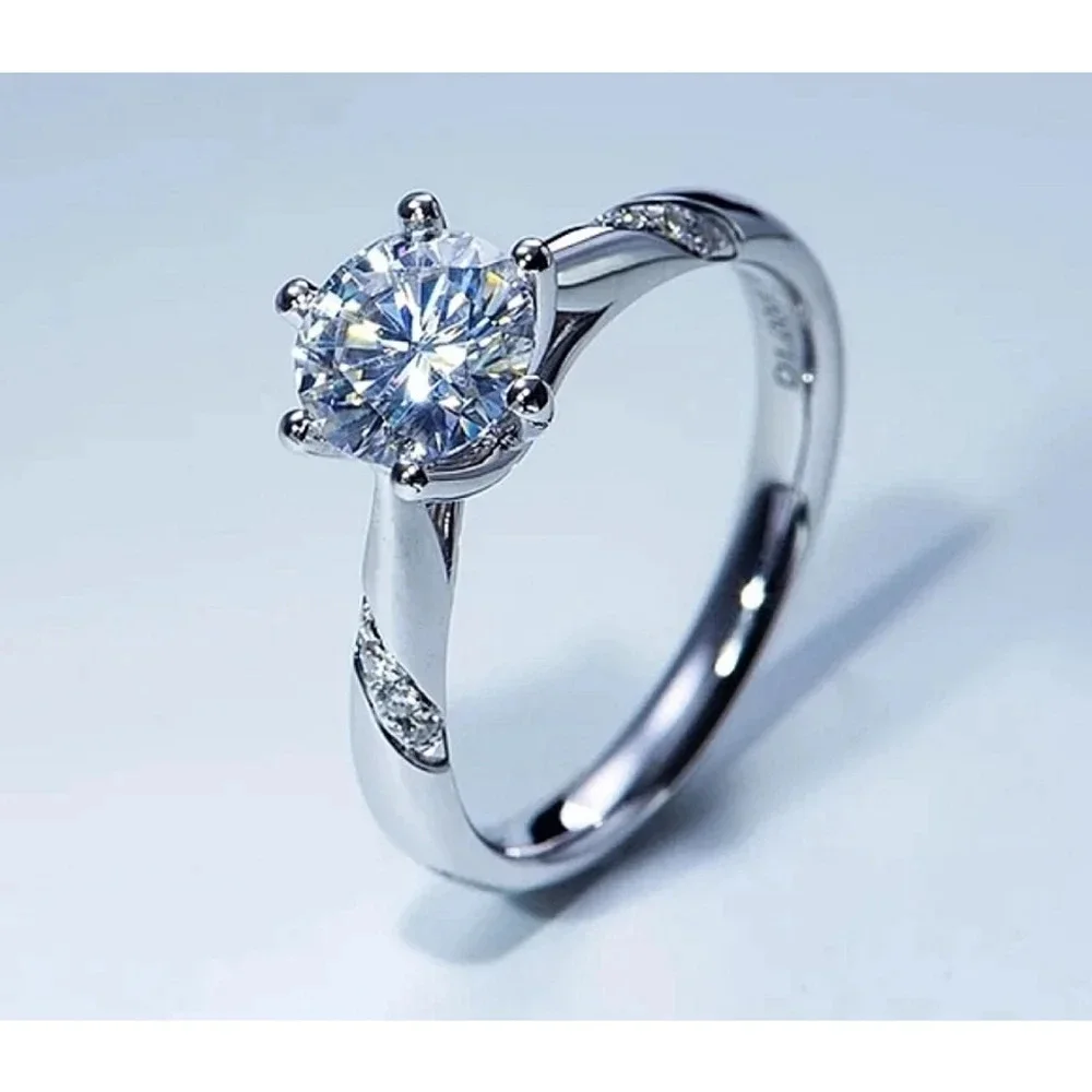 NEW 1ct Simulated Diamond‎ 14k White Gold Plated Silver Ring